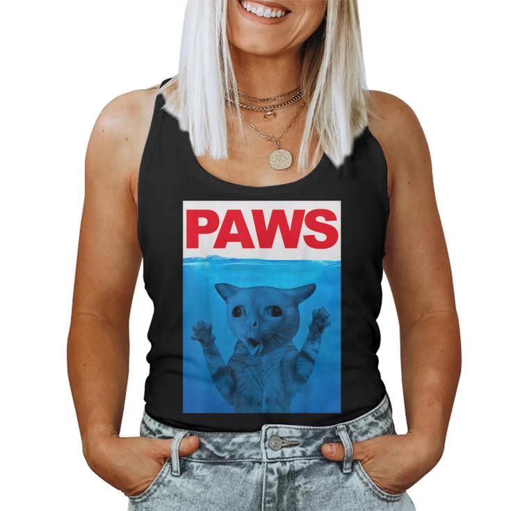 Paws Cat Meme Humor Funny Kitty Lover Funny Cats Dads Mom  Women Tank Top Basic Casual Daily Weekend Graphic