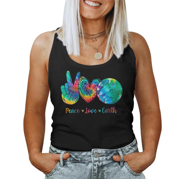 Womens Peace Love Earth Day Tie Dye Hippie Women Tank Top