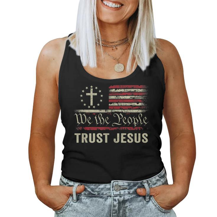 We The People Trust Jesus - Usa Flag Christian Patriotic Women Tank Top
