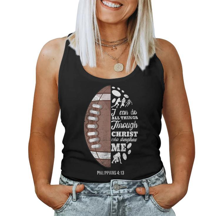 Philippians 413 Christian Football Funny Bible Verse Gift  Women Tank Top Basic Casual Daily Weekend Graphic