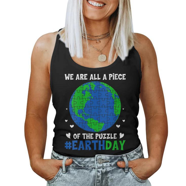 Womens We Are All Piece Of The Puzzle Retro Planet Earth Day 2023 Women Tank Top