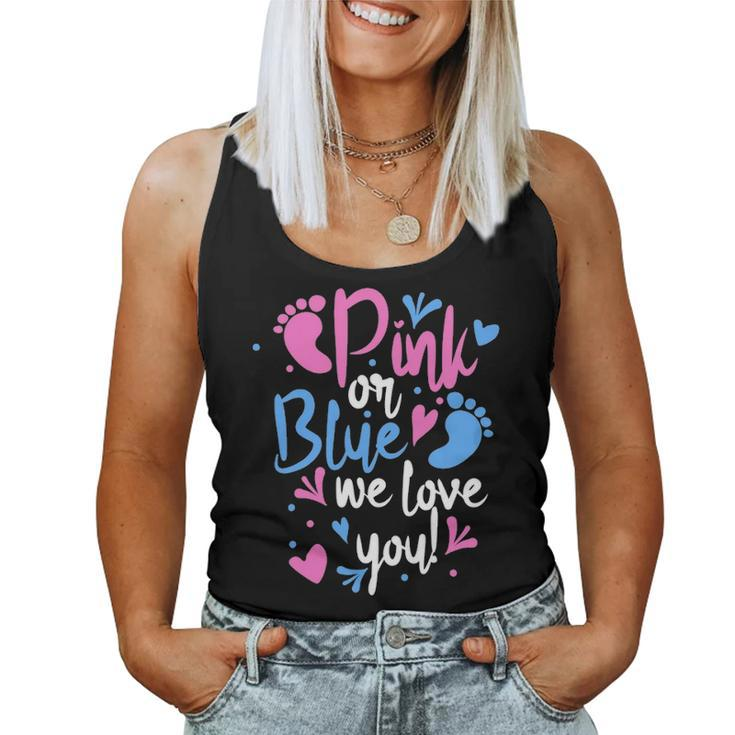 Pink Or Blue We Love You   Mom Dad Gender Reveal Women Tank Top Basic Casual Daily Weekend Graphic