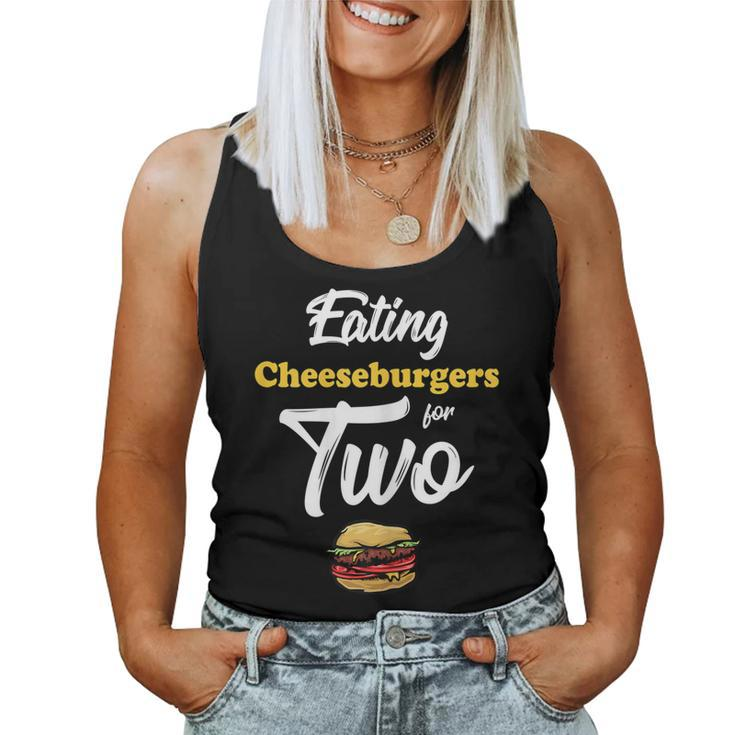 Pregnancy Eating Cheeseburgers For Two 4Th Of July Women Tank Top