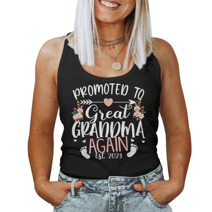 Promoted To Great Grandma Again 2023 Pregnancy Announcement Women Tank Top Basic Casual Daily Weekend Graphic