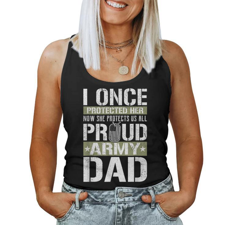 Proud Army Dad Support Military Daughter  Women Tank Top Basic Casual Daily Weekend Graphic