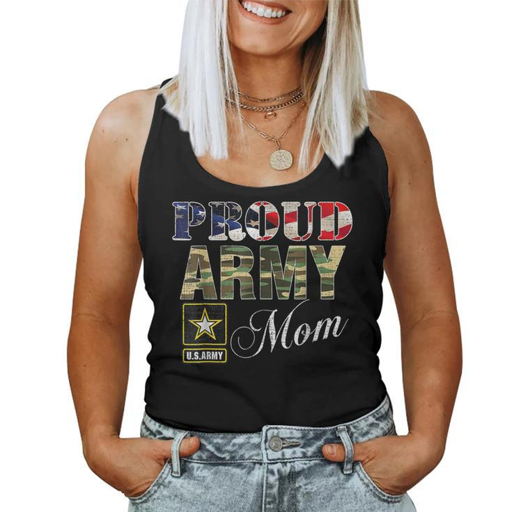 Proud Army Mom With American Flag For Veteran Day Women Tank Top