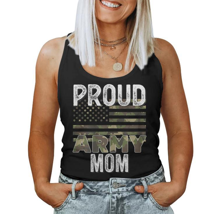 Proud Army Mom Military Soldier Camo Us Flag Camouflage Mom Women Tank Top