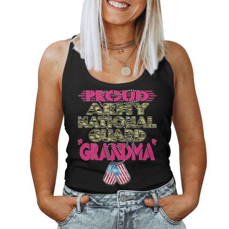 Proud Army National Guard Grandma Dog Tags - Military Family Women Tank Top Basic Casual Daily Weekend Graphic