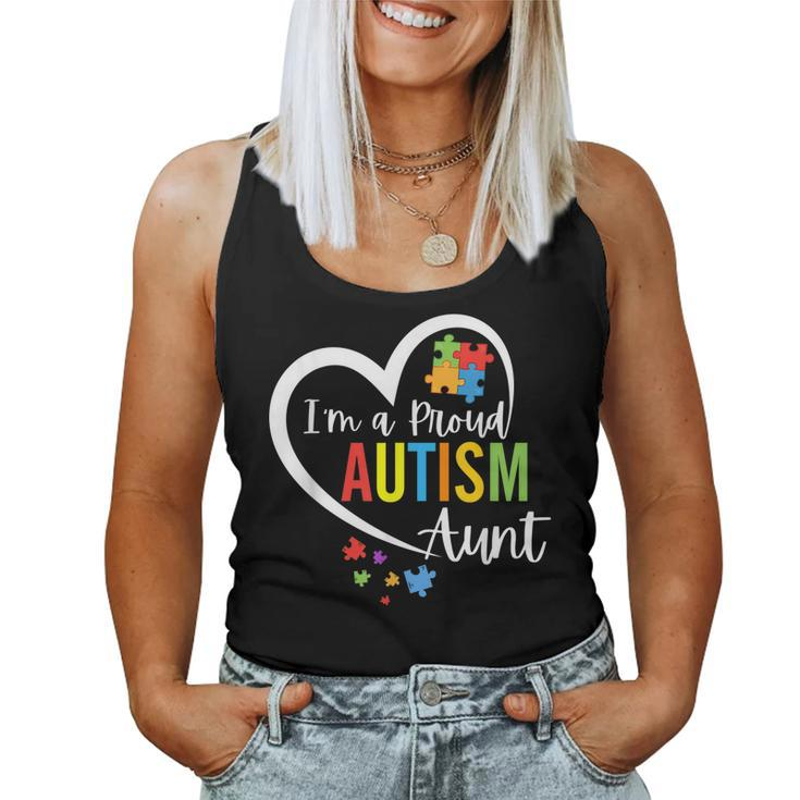 Im A Proud Autism Aunt Love Heart Autism Awareness Puzzle Women Tank Top
