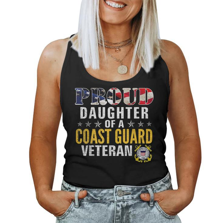 Proud Daughter Of A Coast Guard Veteran American Flag Gift  Women Tank Top Basic Casual Daily Weekend Graphic