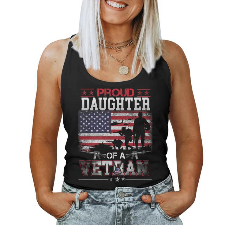 Proud Daughter Of A Veteran Usa Flag Military Veterans Day   Women Tank Top Basic Casual Daily Weekend Graphic