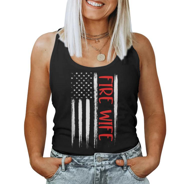 Proud Fire Wife Thin Red Line American Flag Firefighter Gift  Women Tank Top Basic Casual Daily Weekend Graphic
