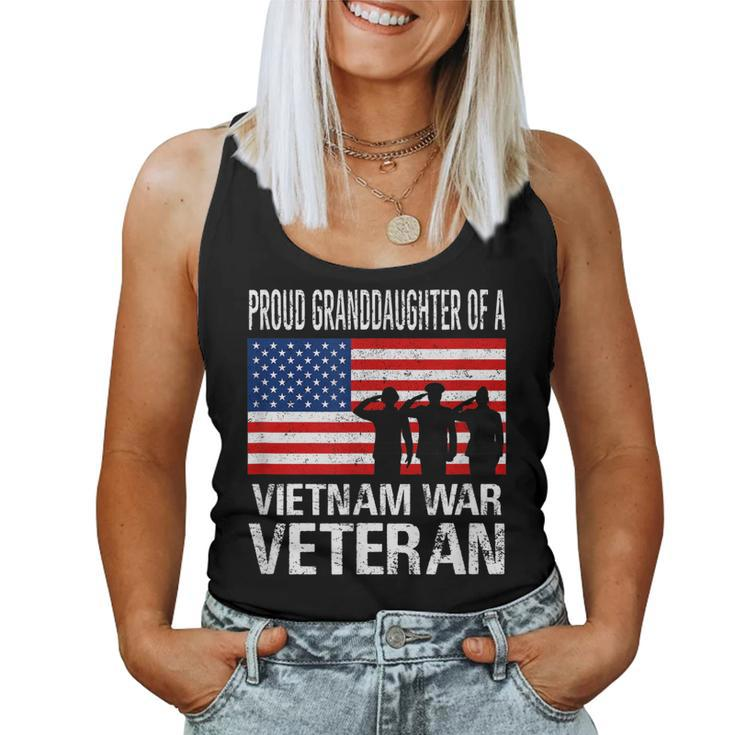 Proud Granddaughter Vietnam War Veteran Matching Grandfather  Women Tank Top Basic Casual Daily Weekend Graphic
