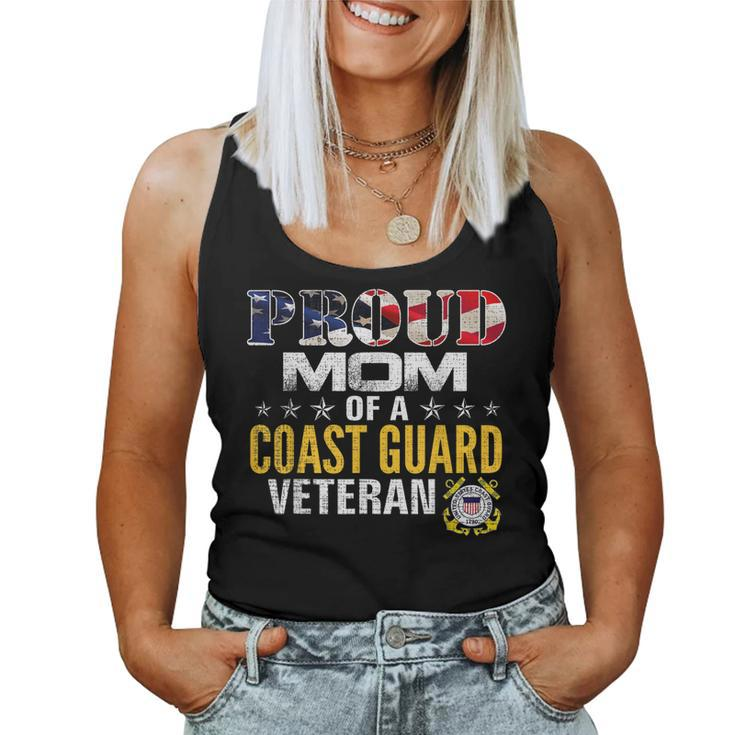 Proud Mom Of A Coast Guard Veteran American Flag Military  Women Tank Top Basic Casual Daily Weekend Graphic