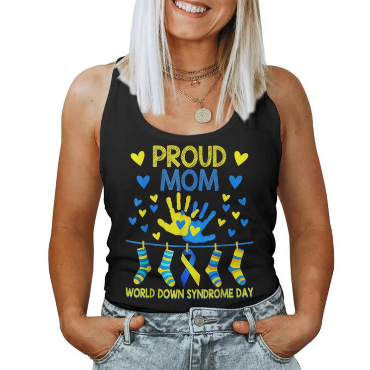 Proud Mom T21 World Down Syndrome Awareness Day Ribbon Women Tank Top