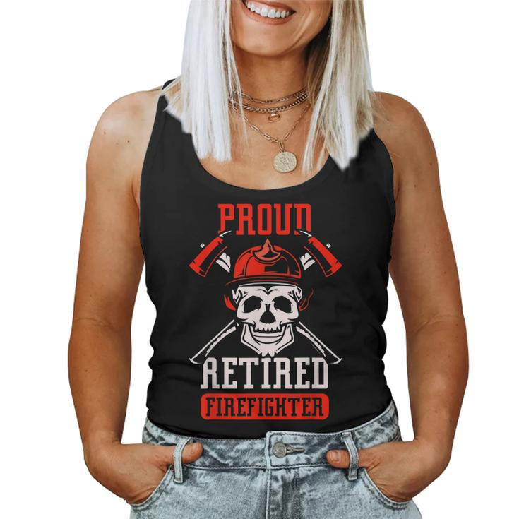 Proud Retired Firefighter Retirement Fire Fighter Retiree  Women Tank Top Basic Casual Daily Weekend Graphic