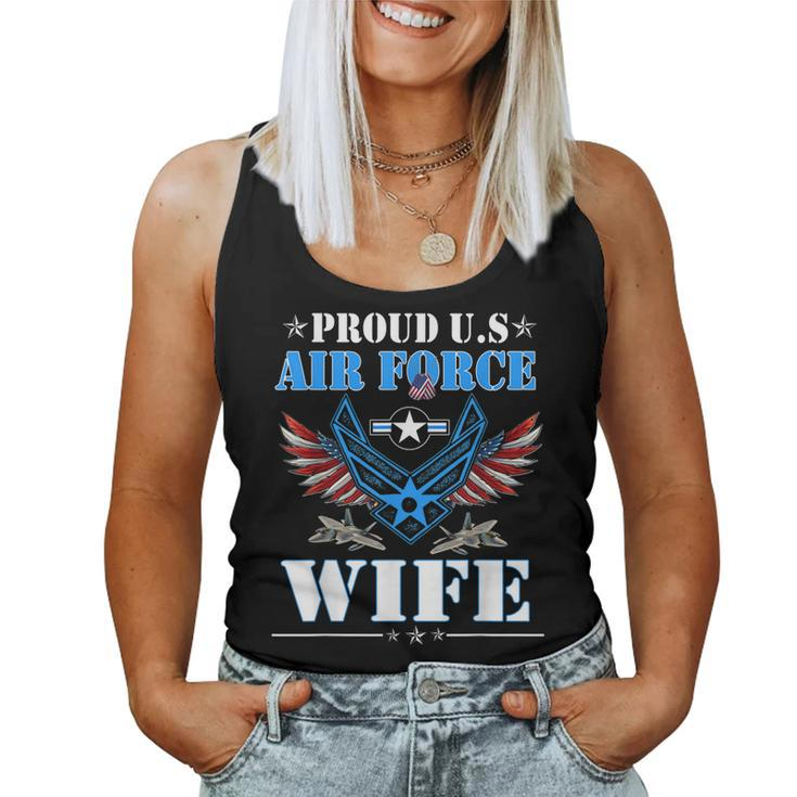 Proud Wife Us Air Force Veteran Day Military Family  Women Tank Top Basic Casual Daily Weekend Graphic