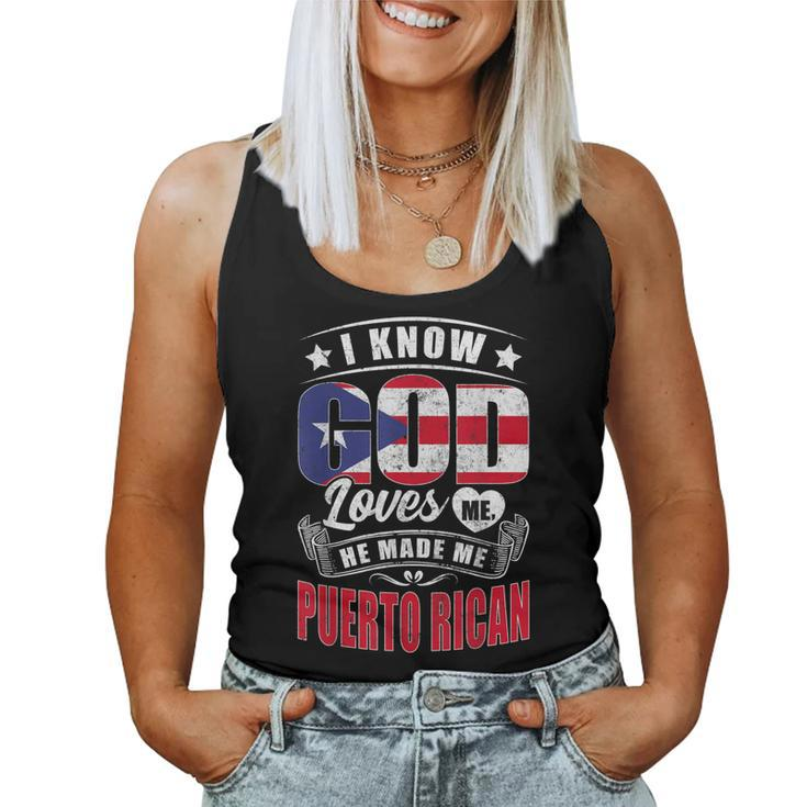 Puerto Rico Flag God Loves Me Puerto Ricans Women Tank Top