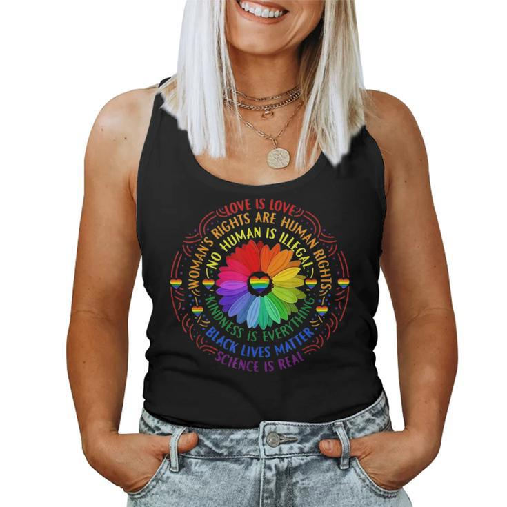 Rainbow Black Lives Matter Science Lgbt Pride Flower V2 Women Tank Top Basic Casual Daily Weekend Graphic