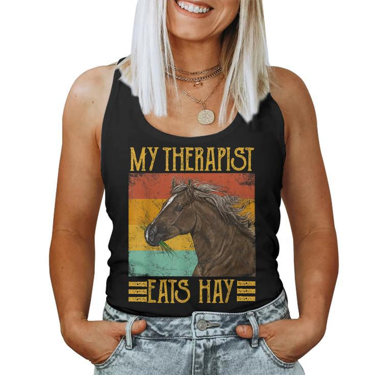 My Therapist Eats Hay Equestrian Horse Riding Women Tank Top