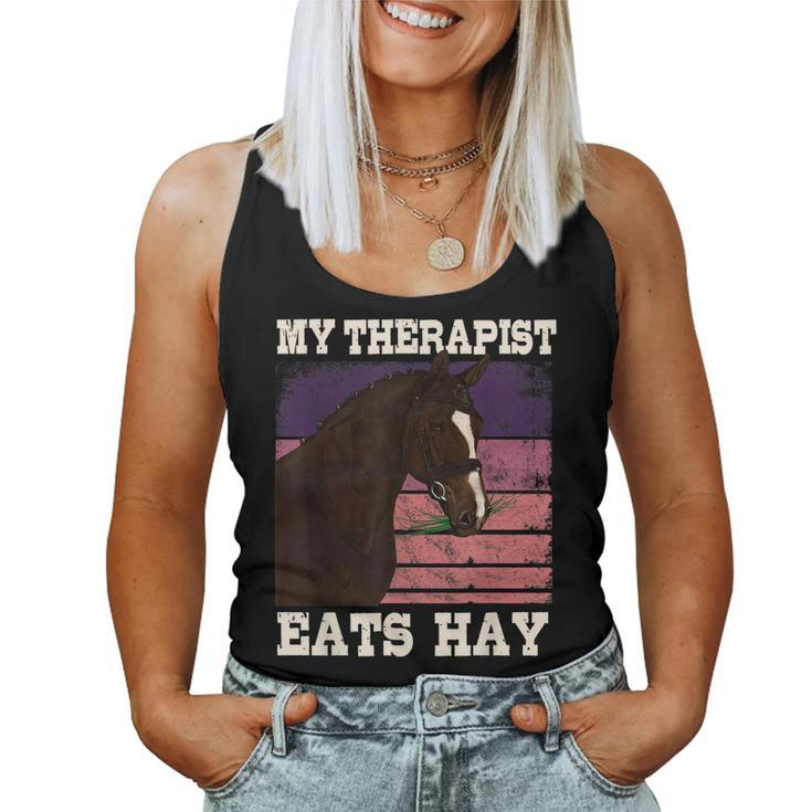 My Therapist Eats Hay Horseback Riding Women Tank Top