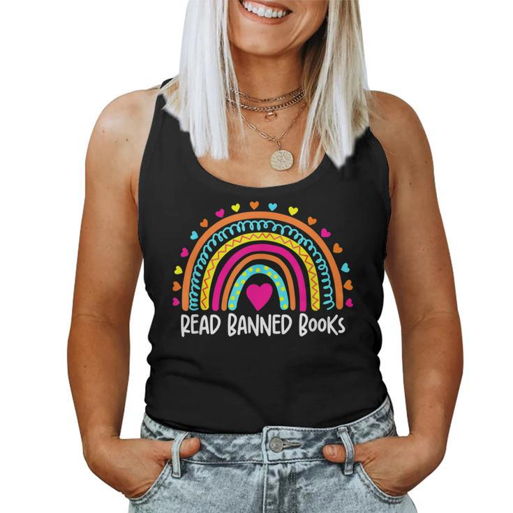 I Read Banned Books Rainbow Readers Reading Women Tank Top