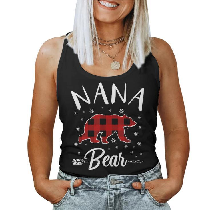 Red Plaid Nana Bear Matching Buffalo Family Pajama Women Tank Top Basic Casual Daily Weekend Graphic