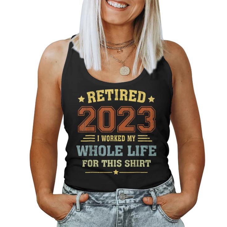 Retired 2023 Funny Vintage Retirement Humor Gifts Men Women  Women Tank Top Basic Casual Daily Weekend Graphic
