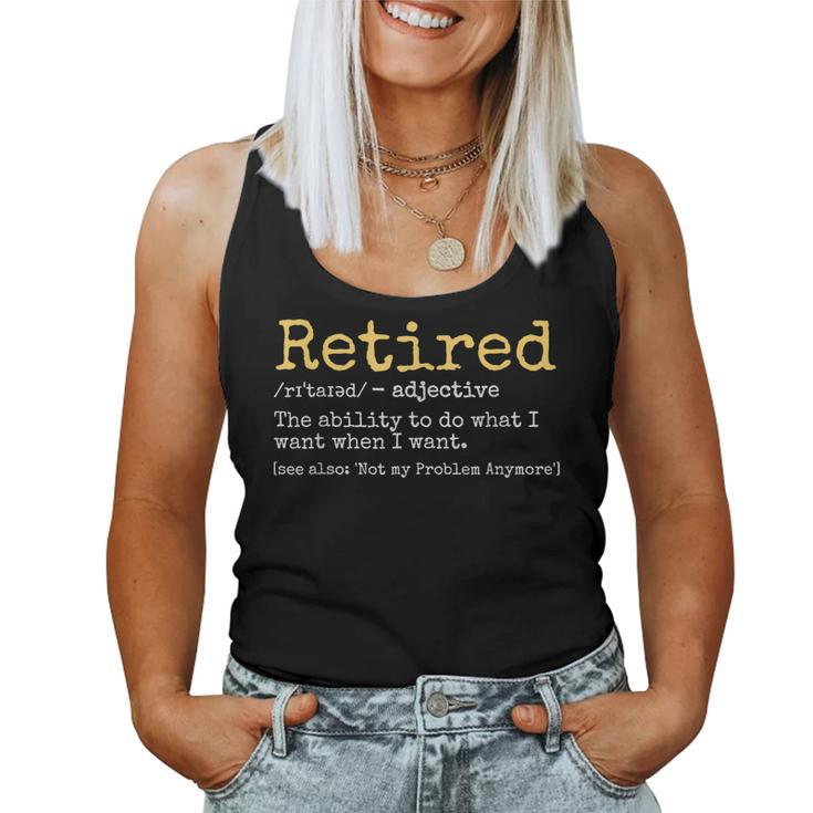 Retired Definition Funny Retirement Gag  V2 Women Tank Top Basic Casual Daily Weekend Graphic