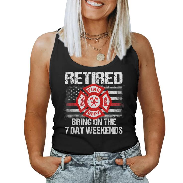 Retired Firefighter  Fire Retirement Gift Thin Red Line Women Tank Top Basic Casual Daily Weekend Graphic