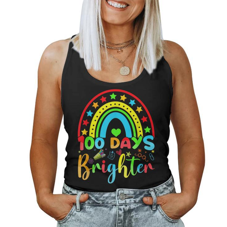 Retro 100 Days Of Brighter Teacher 100 Days Smarter  Women Tank Top Basic Casual Daily Weekend Graphic