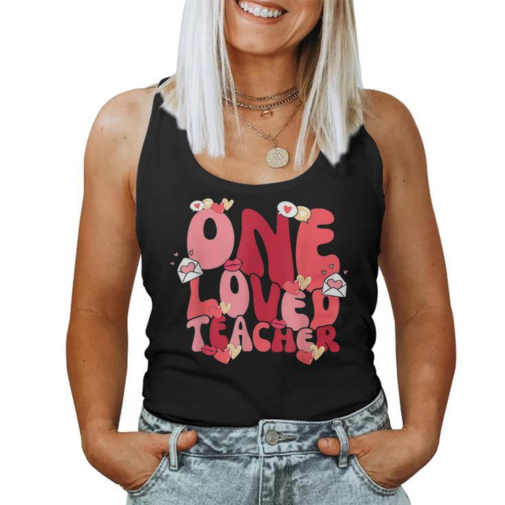 Retro One Loved Teacher Funny Valentines Day Women  Women Tank Top Basic Casual Daily Weekend Graphic