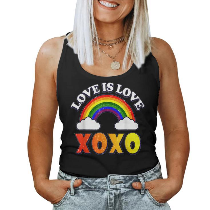 Retro Xoxo Rainbow Love Valentines Day Men Women Couples  Women Tank Top Basic Casual Daily Weekend Graphic