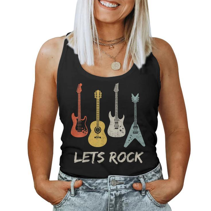 Lets Rock Rock N Roll Guitar Retro Men Women Women Tank Top