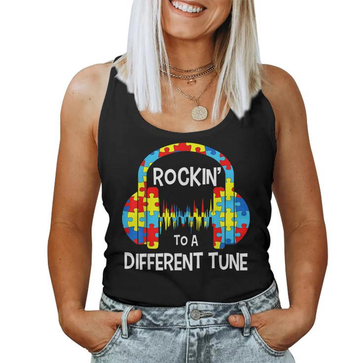 Rockin To A Different Tune Autistic Awareness Men Women Women Tank Top Basic Casual Daily Weekend Graphic
