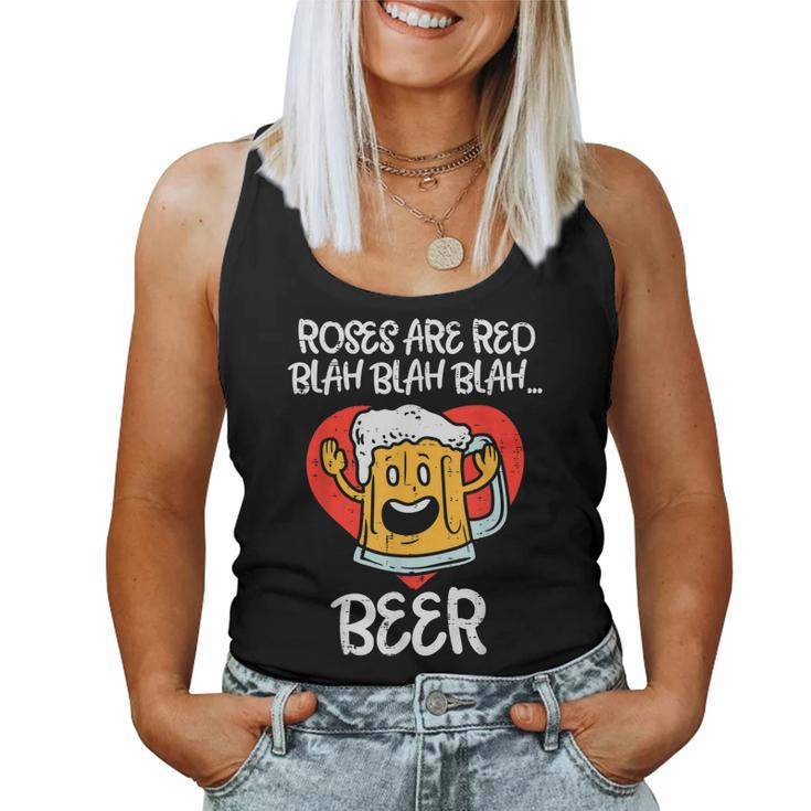 Roses Are Red Blah Beer Funny Valentines Day Drinking Gifts  Women Tank Top Basic Casual Daily Weekend Graphic