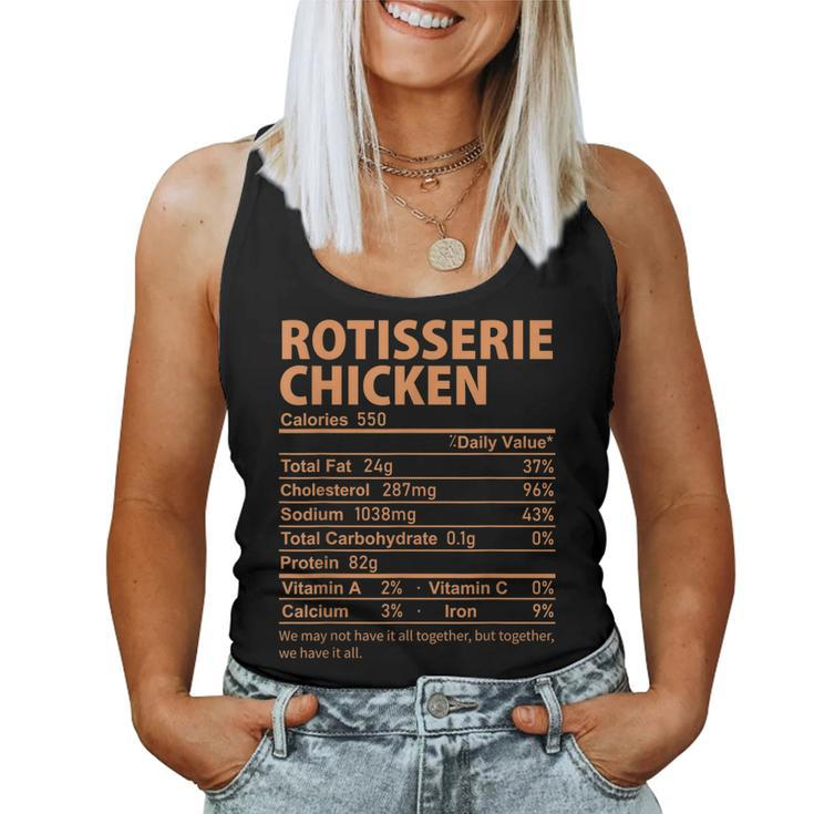 Rotisserie Chicken Costume Thanksgiving Food Nutrition Facts Women Tank Top