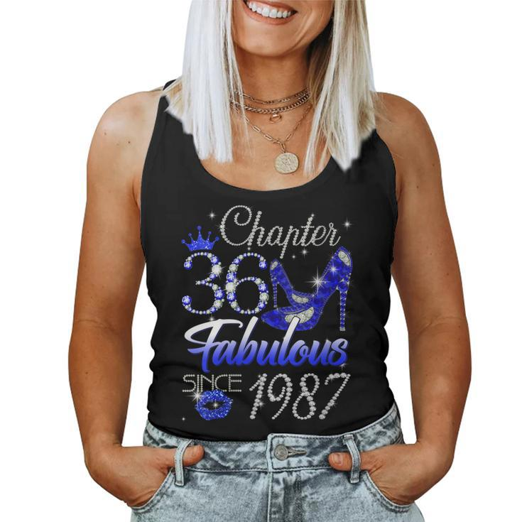 Womens Womens 36 Years Old Chapter 36 Est 1987 36Th Birthday Queen Women Tank Top
