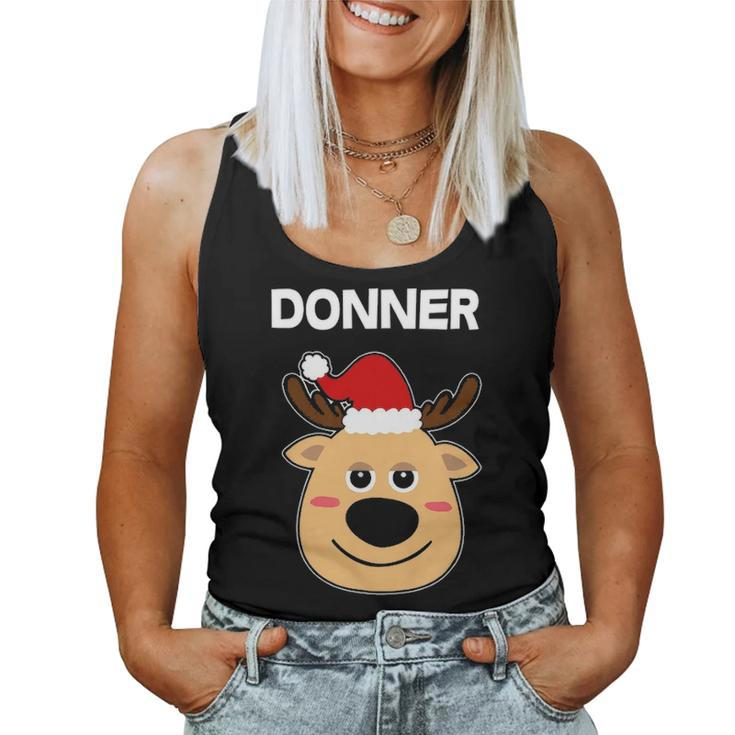 Santa Reindeer Donner Matching Christmas Pjs Women Tank Top Basic Casual Daily Weekend Graphic