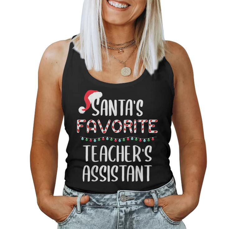 Santas Favorite Teachers Assistant Pajamas Christmas Xmas Women Tank Top