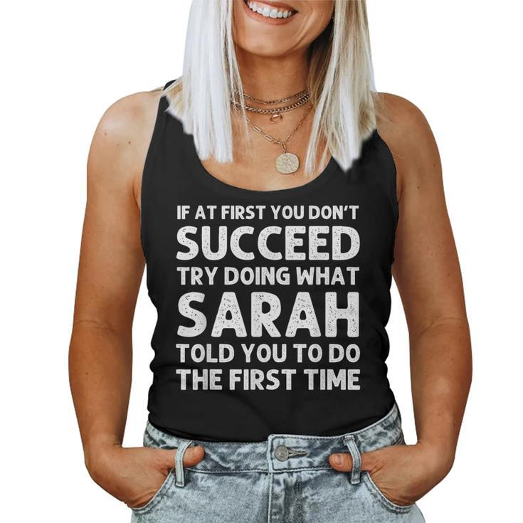 Sarah Name Personalized Birthday Funny Christmas Joke  Women Tank Top Basic Casual Daily Weekend Graphic