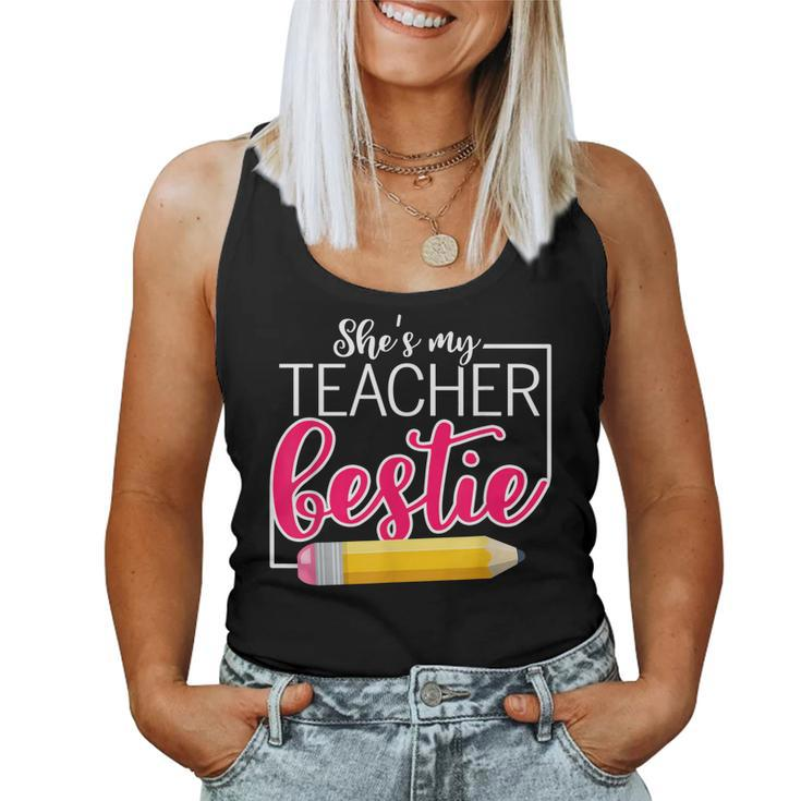 She Is My Teacher Bestie Couple Matching Outfit Apparel  Women Tank Top Basic Casual Daily Weekend Graphic