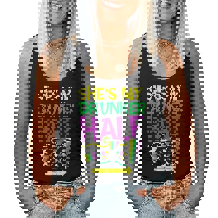 Shes My Drunker Half Matching Couple Boyfriend Mardi Gras Women Tank Top Basic Casual Daily Weekend Graphic