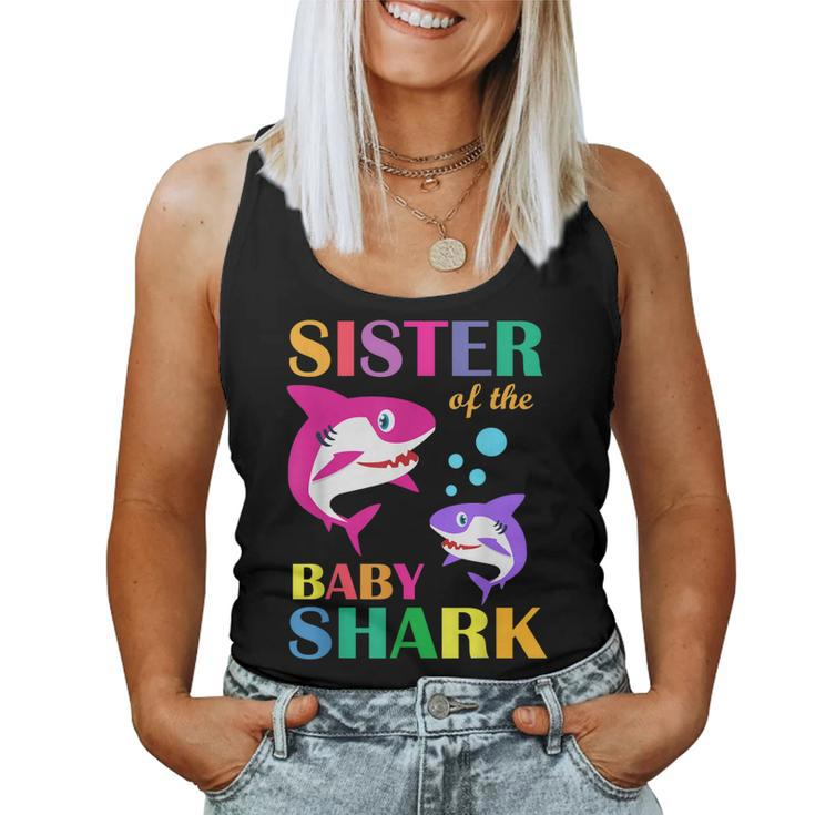 Sister Of The Baby Birthday Shark Sister Shark Women Tank Top