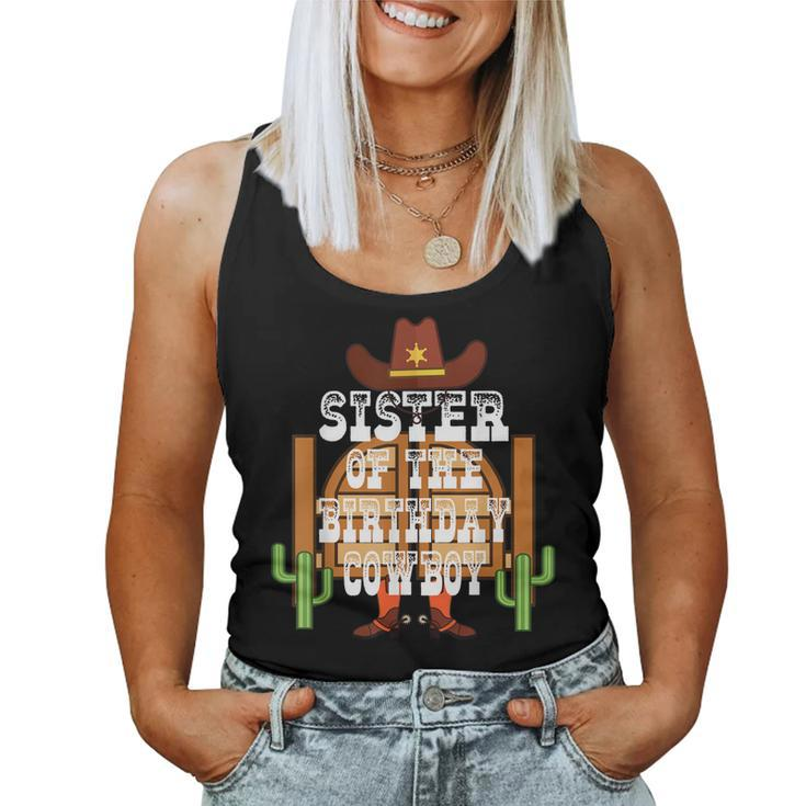 Sister Of The Birthday Cowboy Kids Rodeo Party Bday Women Tank Top