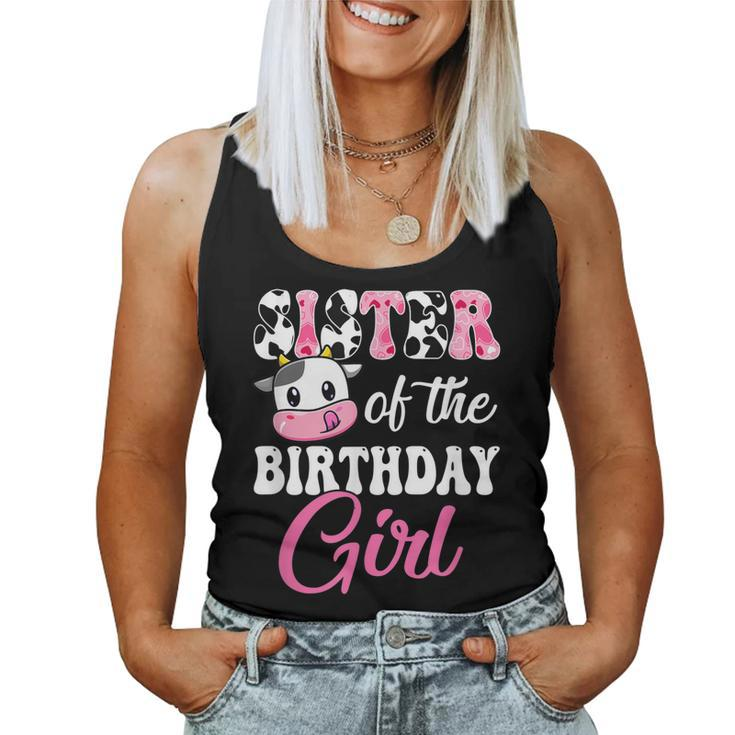 Sister Of The Birthday Girl Farm Cow 1St Birthday Girl Women Tank Top