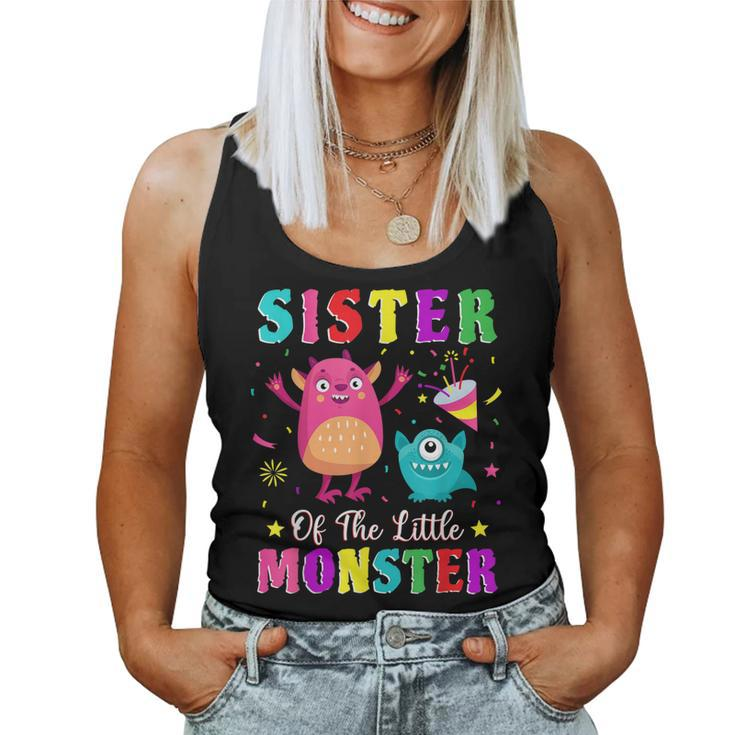 Sister Of The Little Monster Family Matching Birthday Party Women Tank Top
