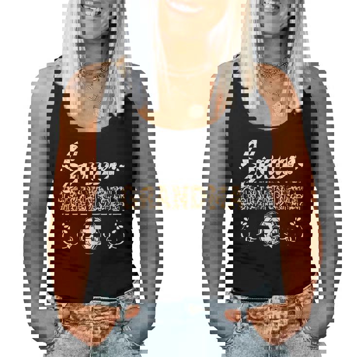 Womens Soccer Fan Leopard Pattern Women Grandma Soccer Player Women Tank Top