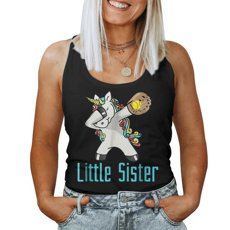 Softball Dabbing Unicorn Little Sister Sibling Women Tank Top