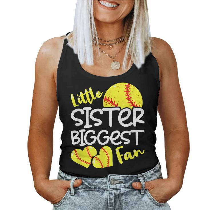 Softball Little Sister Biggest Fan N Girls Women Tank Top